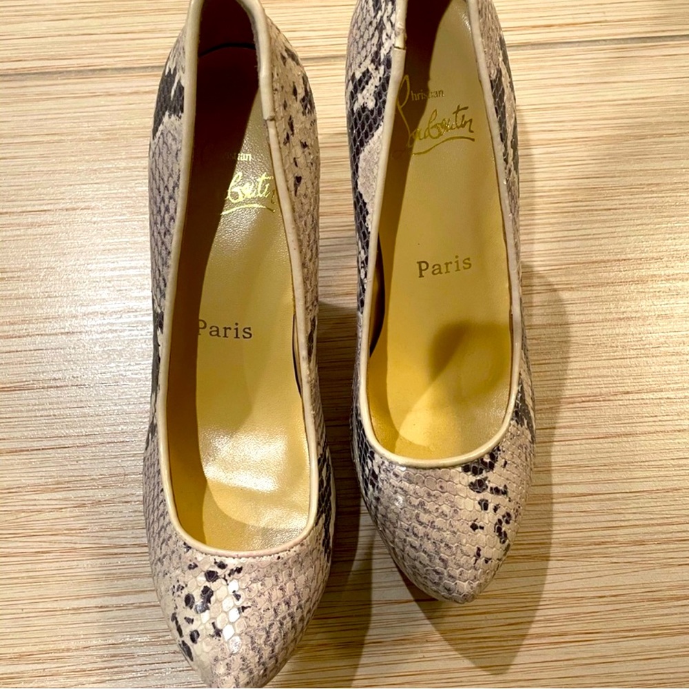 Christian Louboutin Snakeskin Heels with Red Bottoms